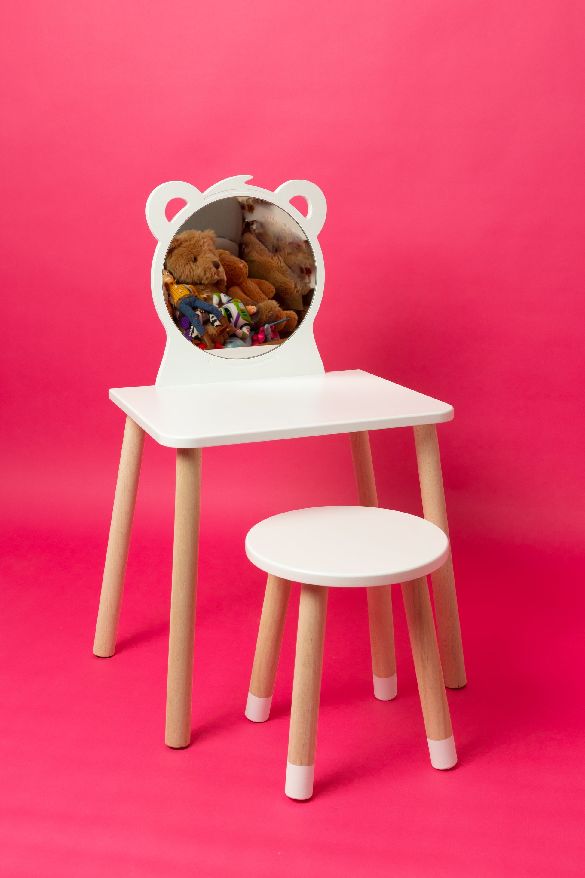 Toddler play table, Kid's activity table,Table and Chair Set, Children Room, Girls furniture,Dressing Table, vanity table, sensory table, kids craft table, gift for grandchild, wooden play table, nursery, nursery furnitures, pink furnitures, bear chair, flower mirror, pink table, 