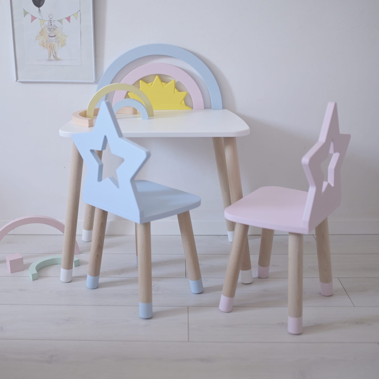 Toddler play table, Kid's activity table,Table and Chair Set, Children Room, Girls furniture,Dressing Table, vanity table, sensory table, kids craft table, gift for grandchild, wooden play table, nursery, nursery furnitures, pink furnitures, bear chair, flower mirror, pink table, 